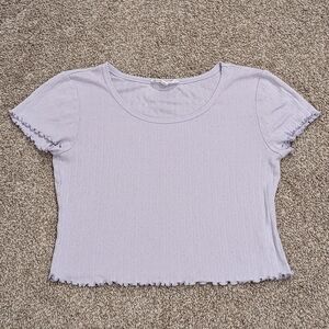 Hippie Rose Lavender Crop Top Light Purple Short Sleeve Shirt
